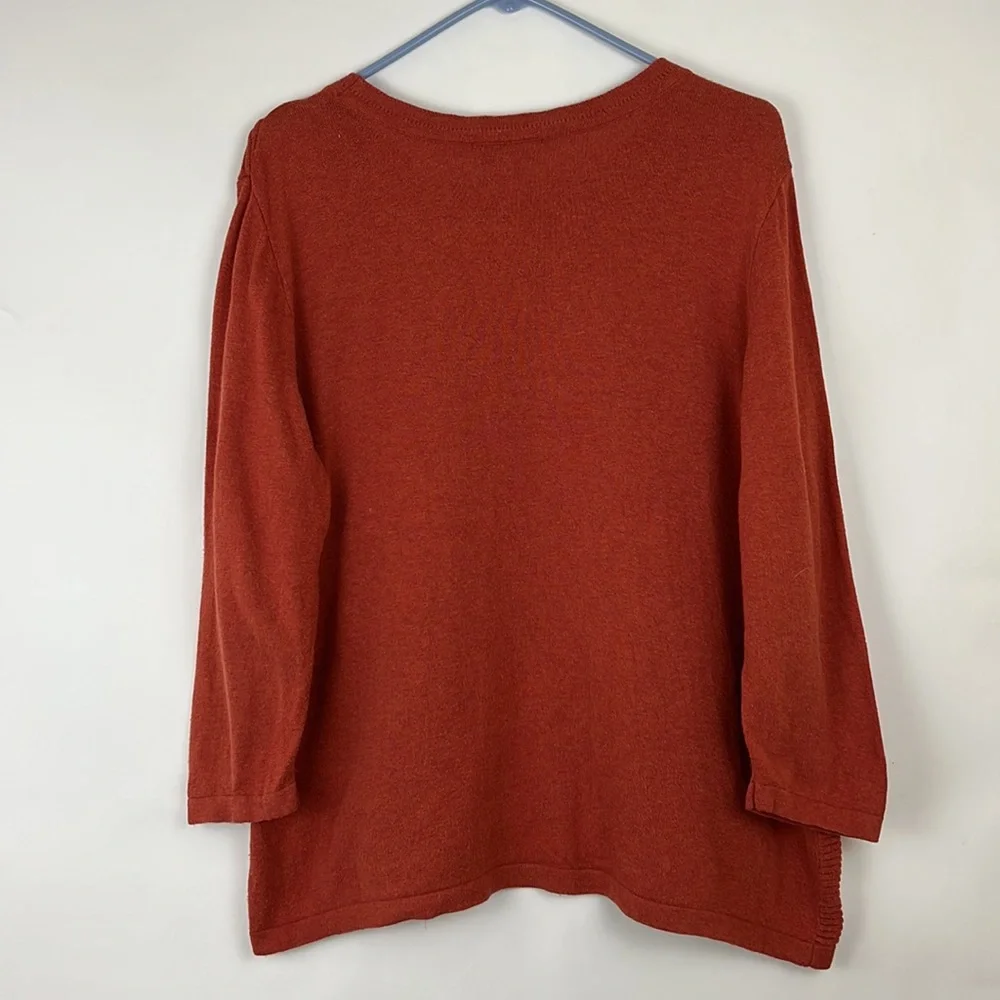 CHRISTOPHER & BANKS pullover sweater shirt orange ribbed texture orange … - Picture 2 of 8